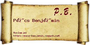 Pécs Benjámin névjegykártya